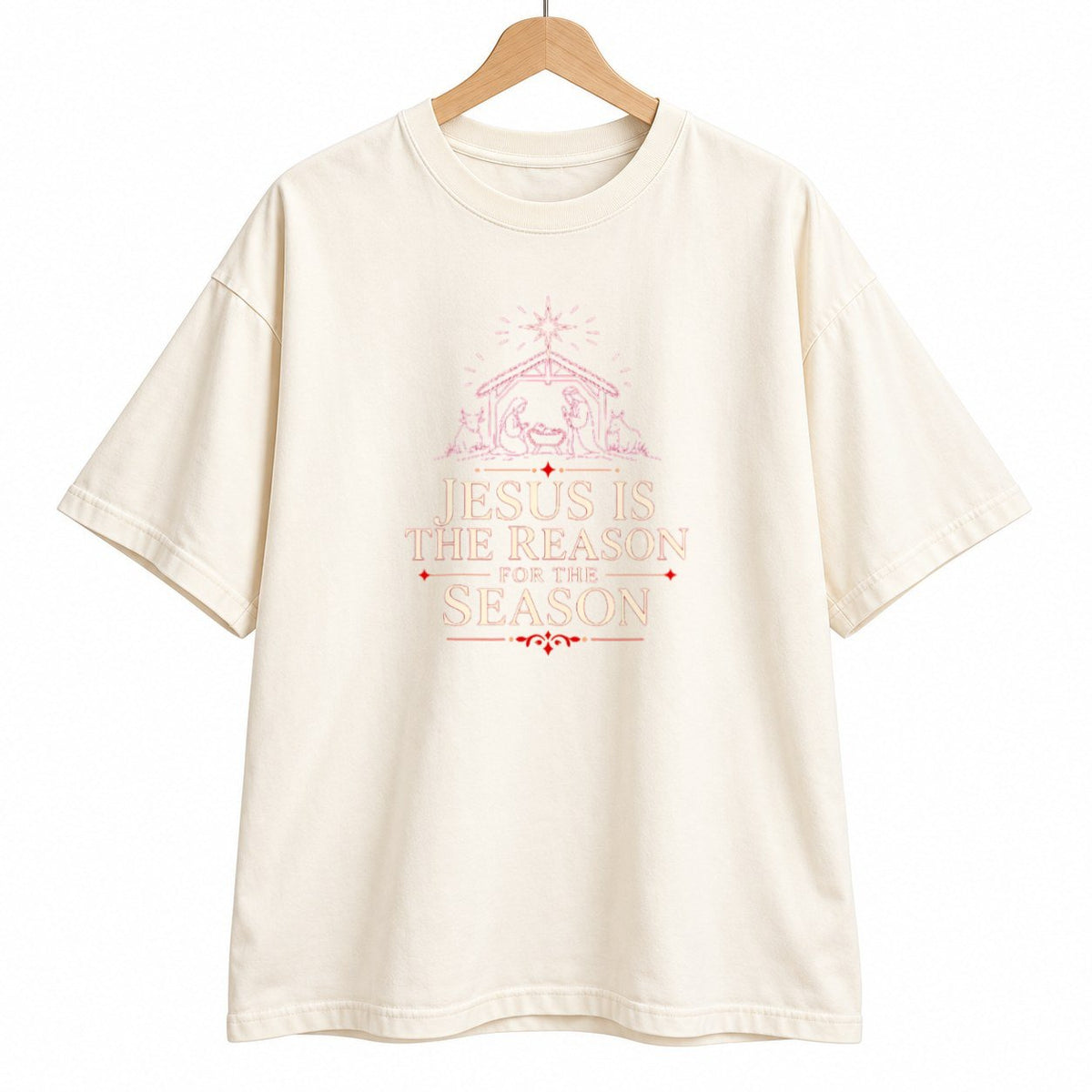 Nativity Scene oversized graphic tee, Ivory, photo 7