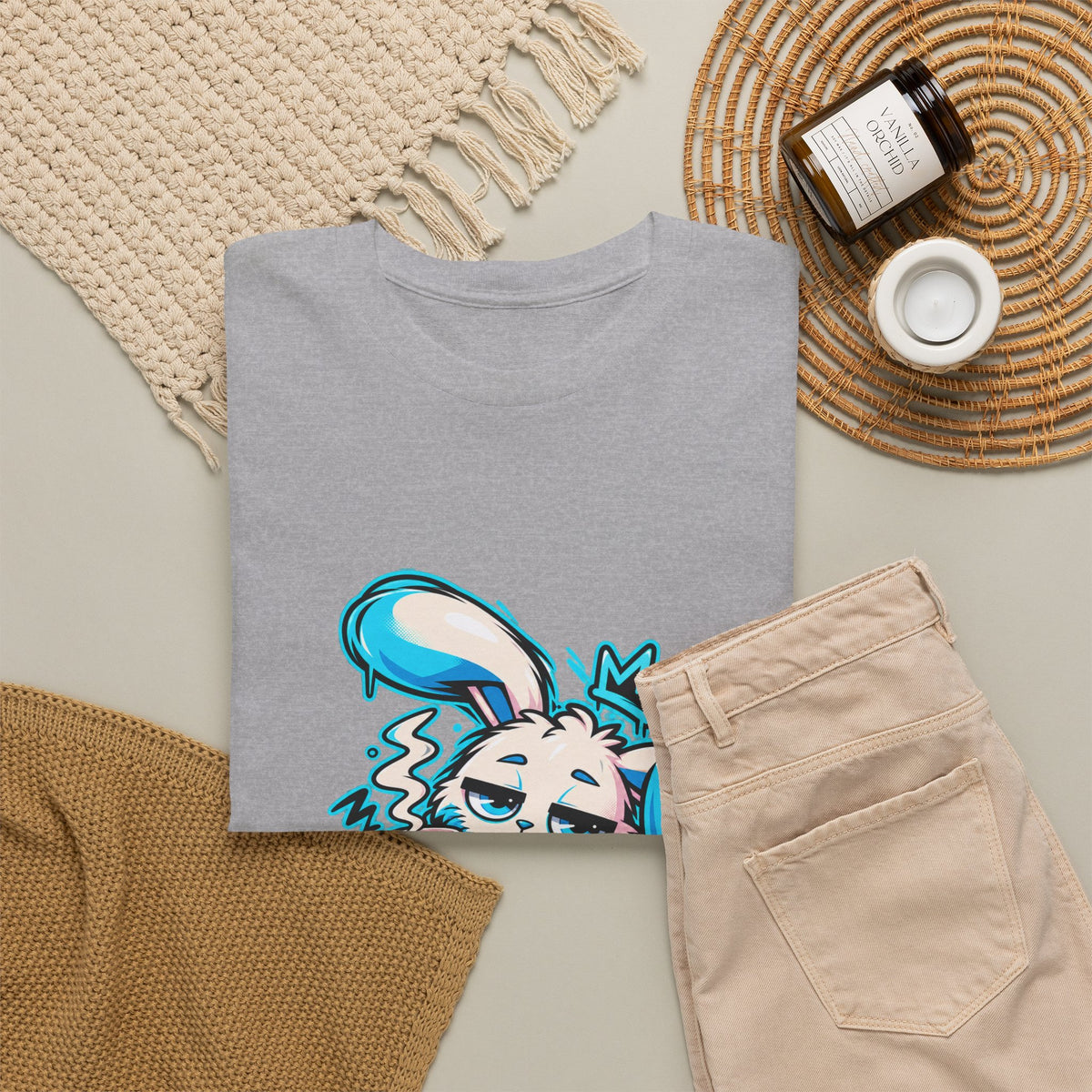 Sleepy Cyber Bunny Coffee Graphic Tee
