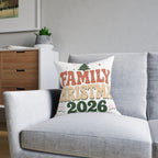 Retro Family Christmas 2026 Square Pillow