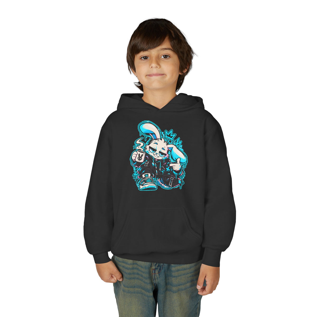 Graffiti Rabbit Coffee Kids Hoodie