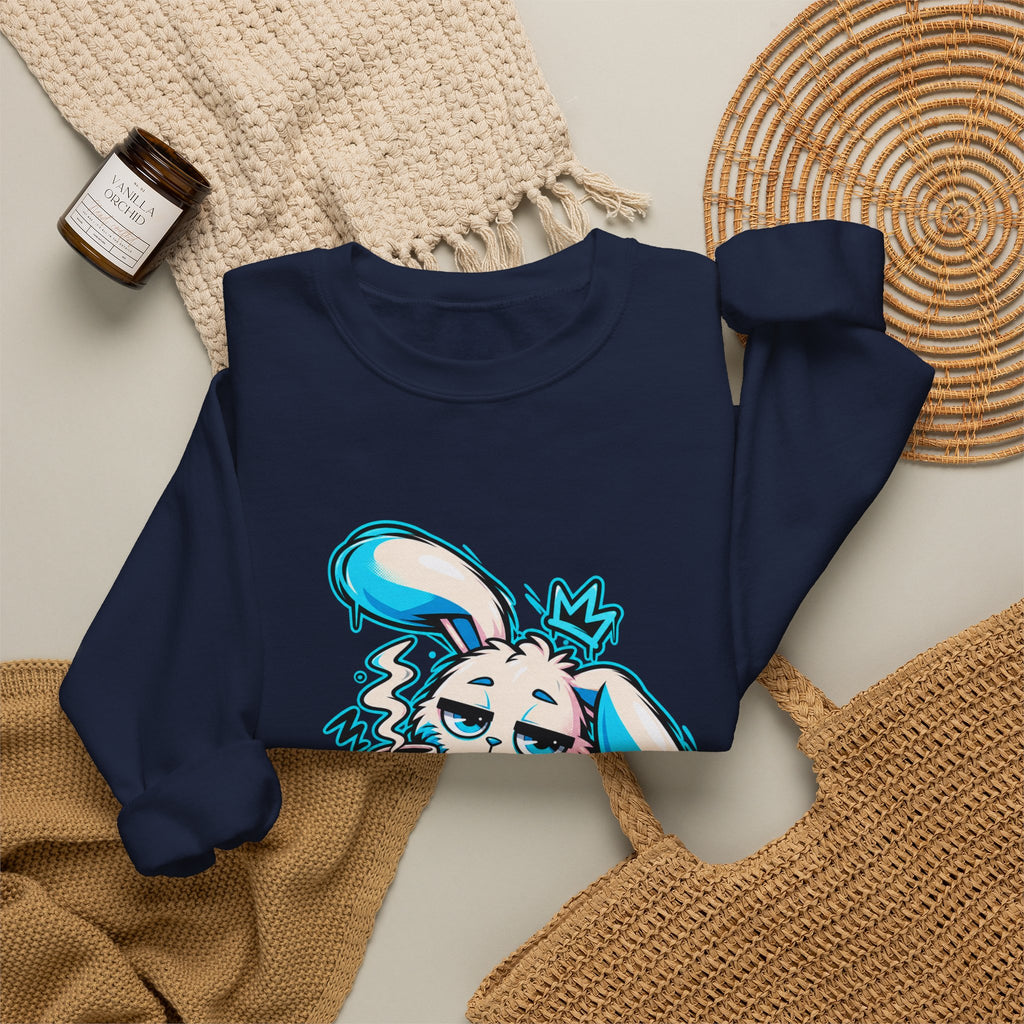Sleepy Cyber Bunny Coffee Crewneck Sweatshirt