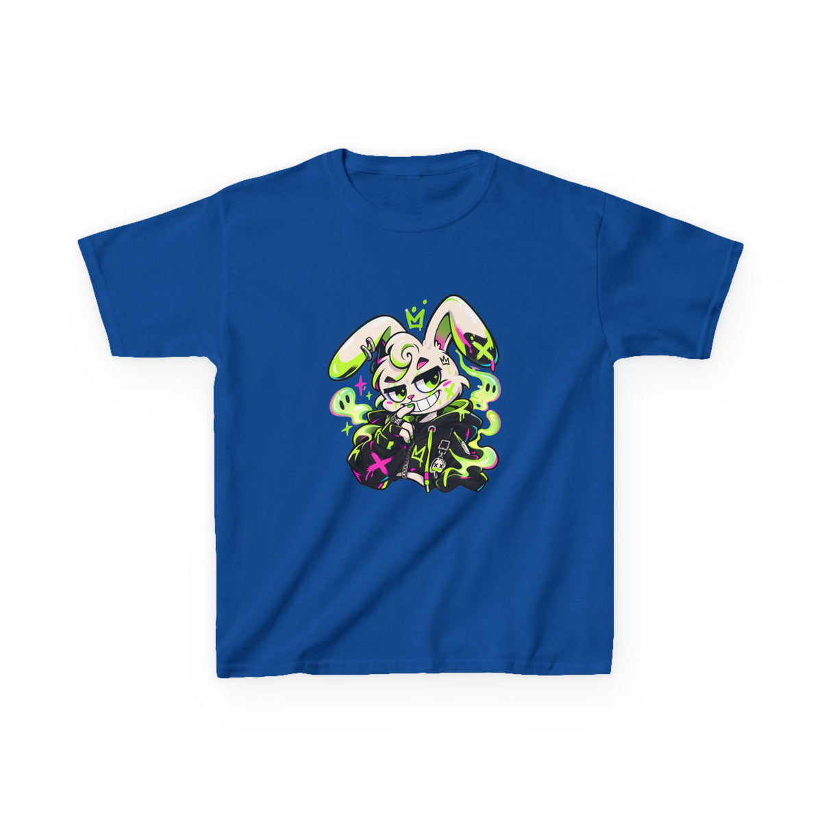 Neon Goth Bunny Kids Heavy Cotton Tee in Royal