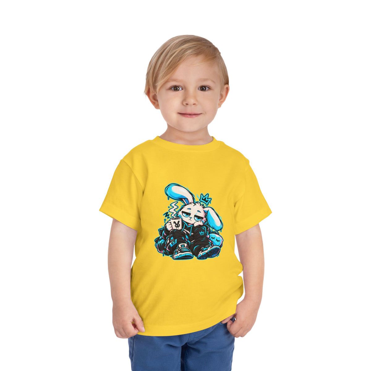 Sleepy Cyber Bunny Toddler Coffee Tee