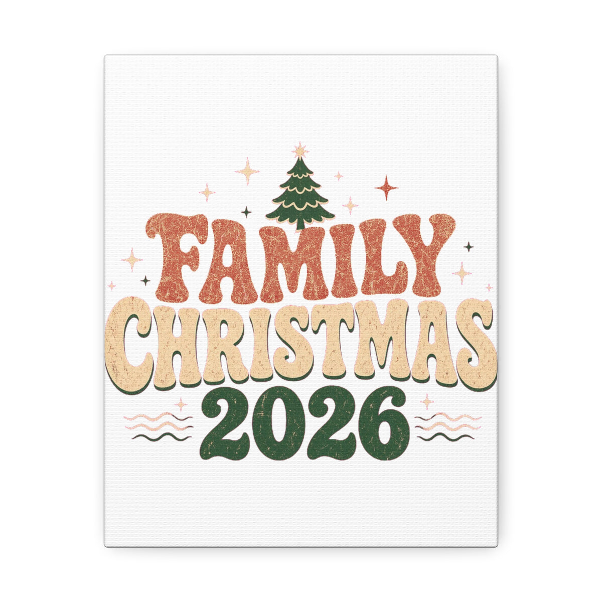 Retro Family Christmas 2026 Stretched Canvas