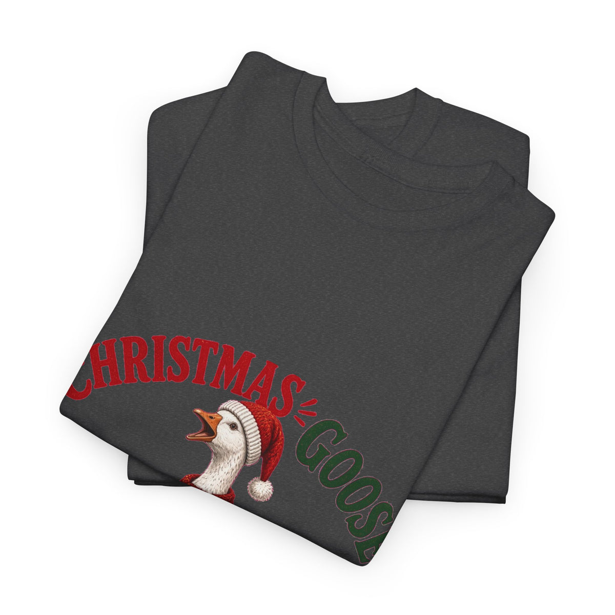 Christmas Goose Crew Heavy Cotton Tee Festive Holiday Shirt