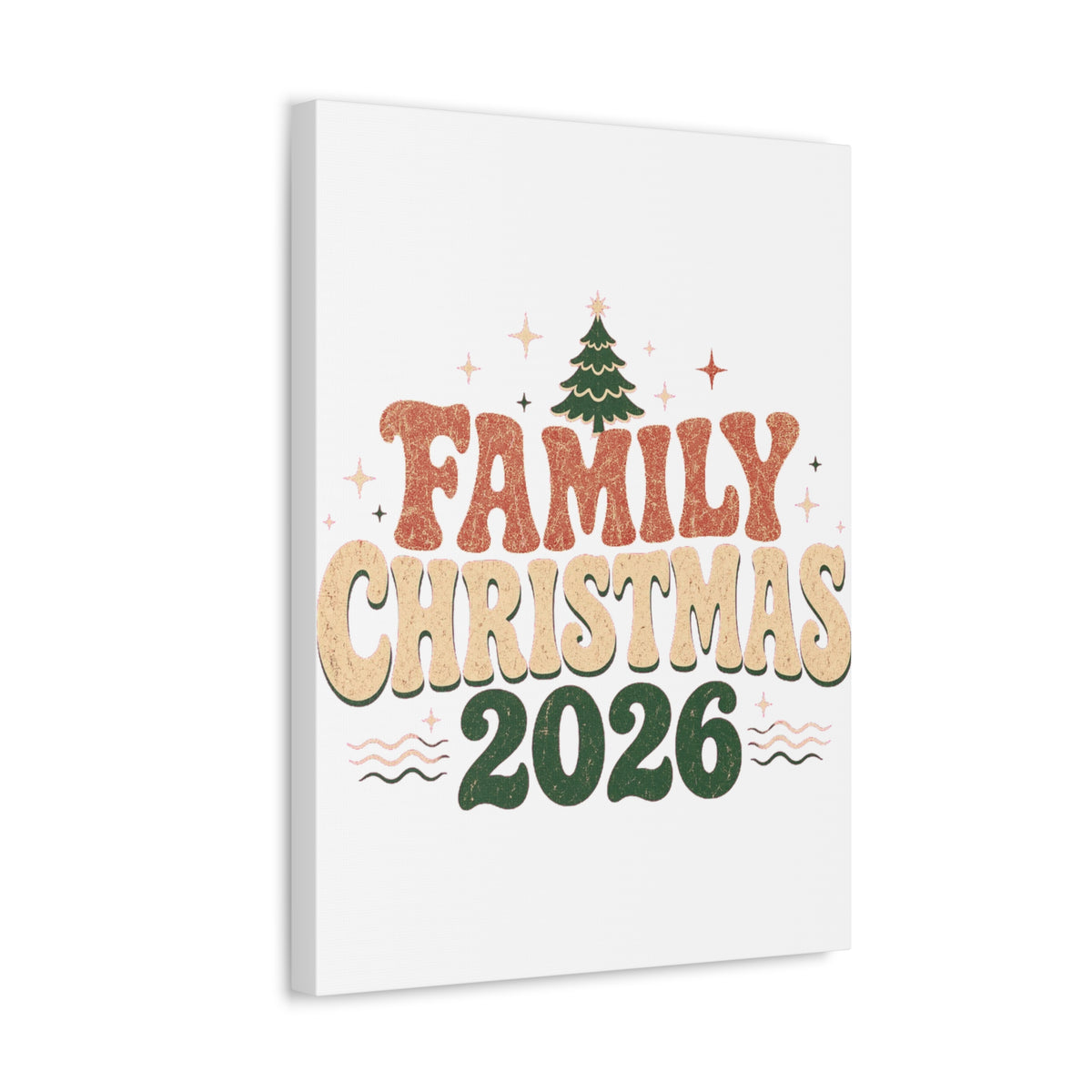 Retro Family Christmas 2026 Stretched Canvas