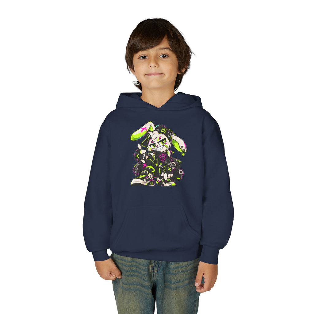 Neon Punk Bunny Kids Hoodie