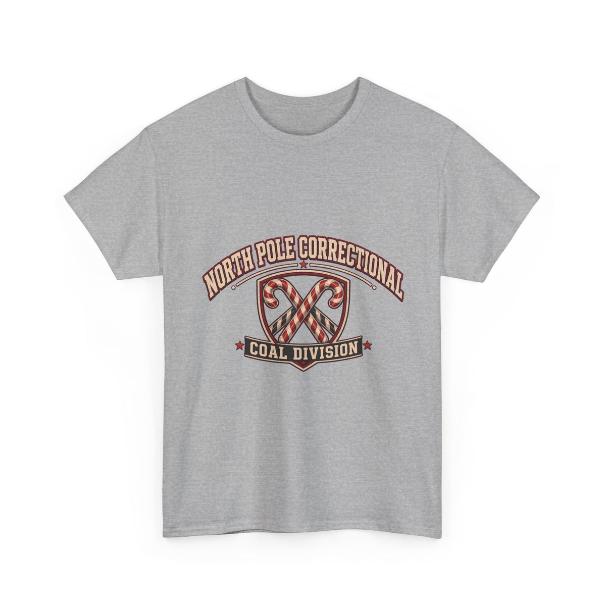 North Pole Correctional Coal Division Christmas Tee in Sport Grey