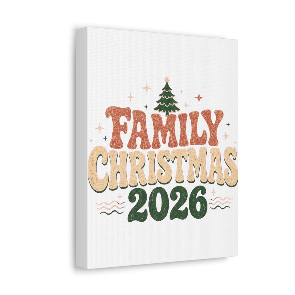 Retro Family Christmas 2026 Stretched Canvas