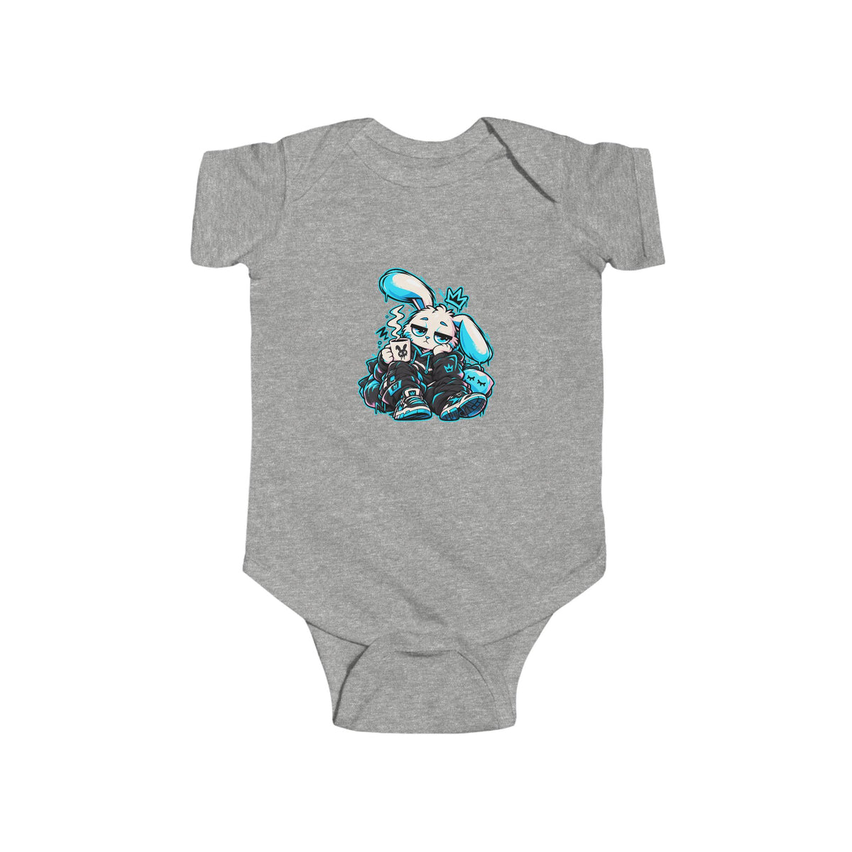 Sleepy Cyber Bunny Infant Bodysuit in Heather