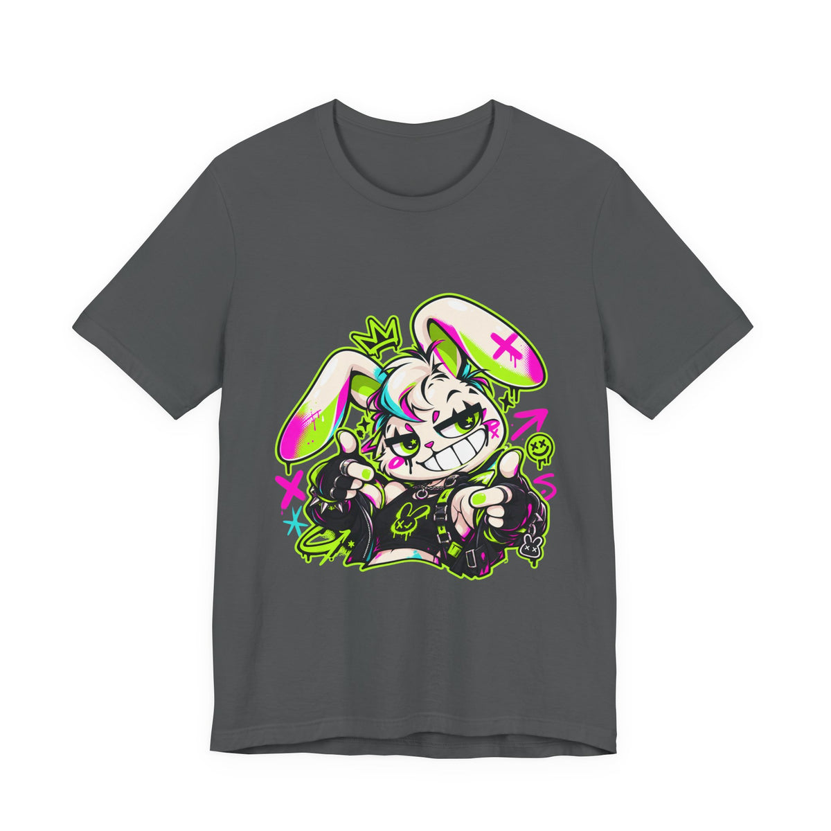 Punk Bunny Graffiti Premium Jersey Tee in Asphalt