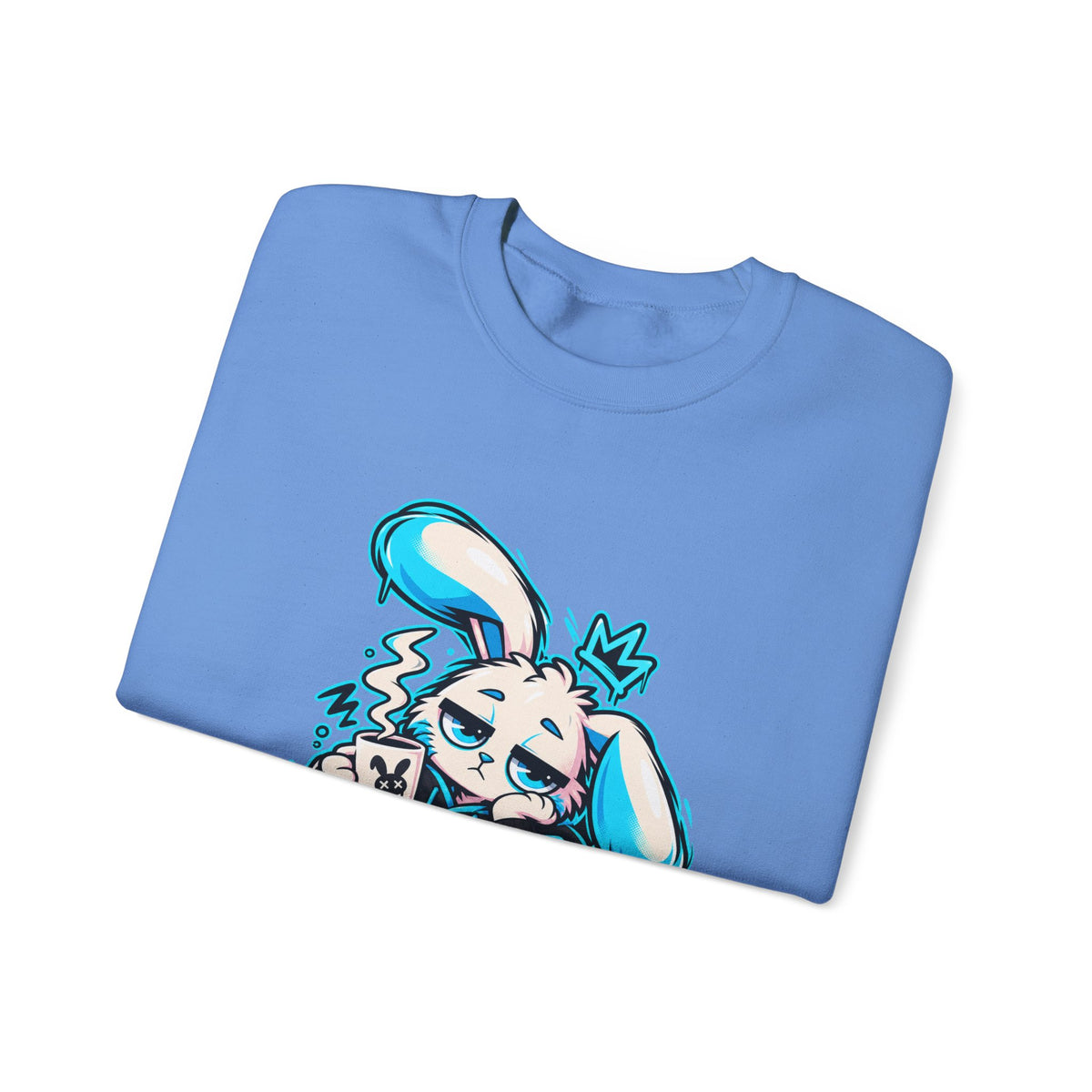 Sleepy Cyber Bunny Coffee Crewneck Sweatshirt