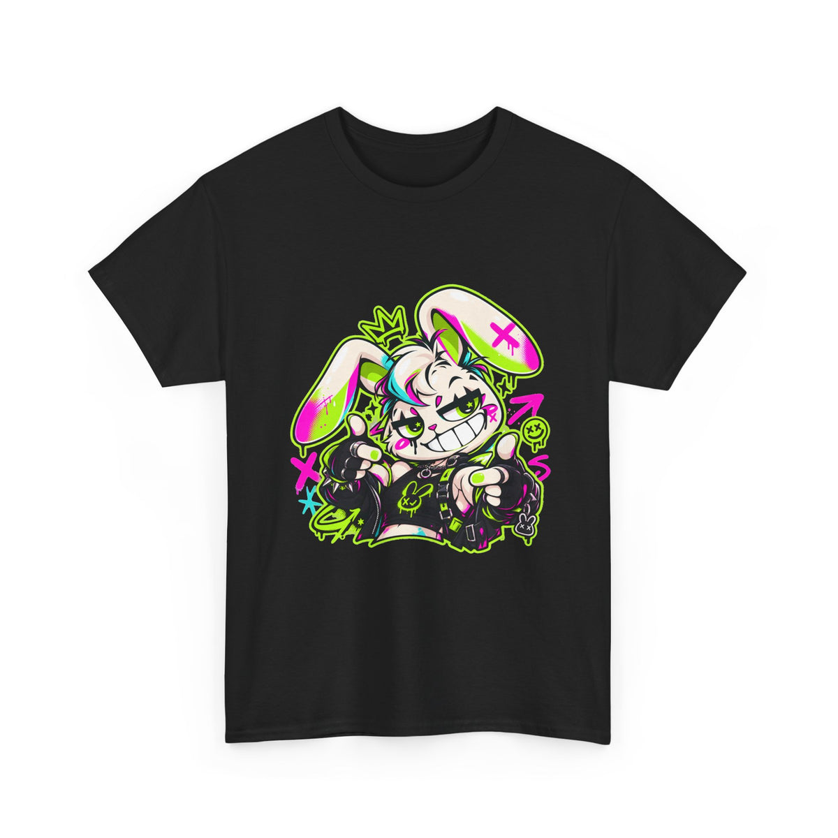 Punk Bunny Graffiti Heavy Cotton Tee in Black