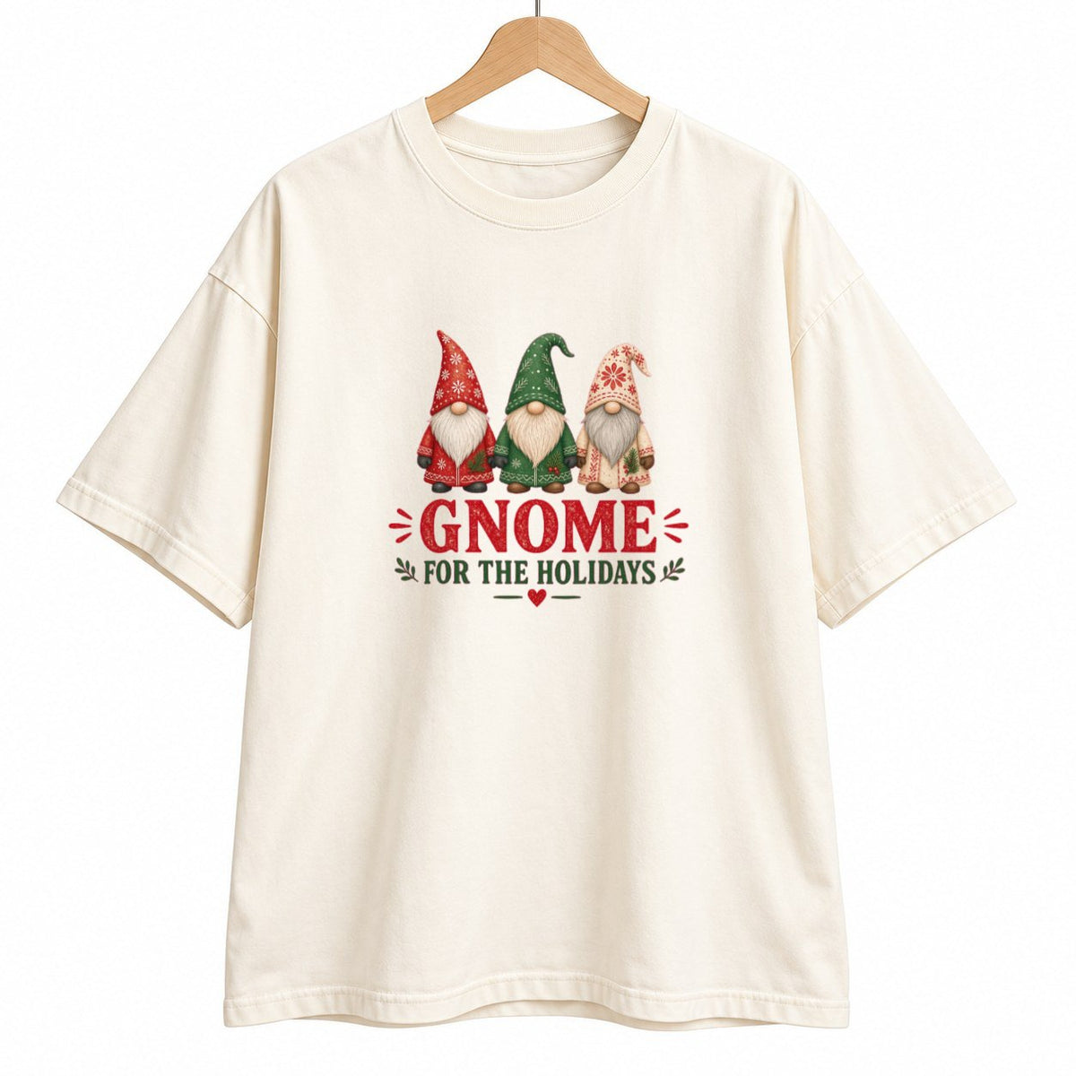 Holiday Gnomes oversized graphic tee, Ivory, photo 7