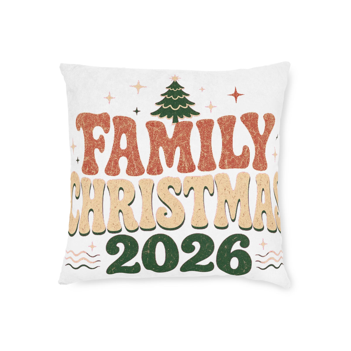 Retro Family Christmas 2026 Square Pillow
