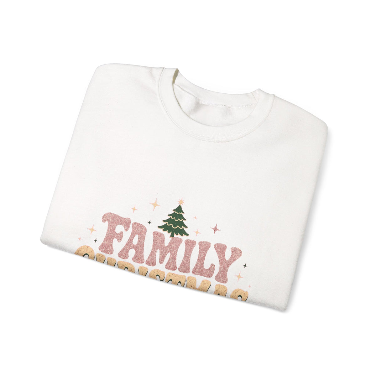 Retro Family Christmas 2026 Crewneck Sweatshirt, White, folded