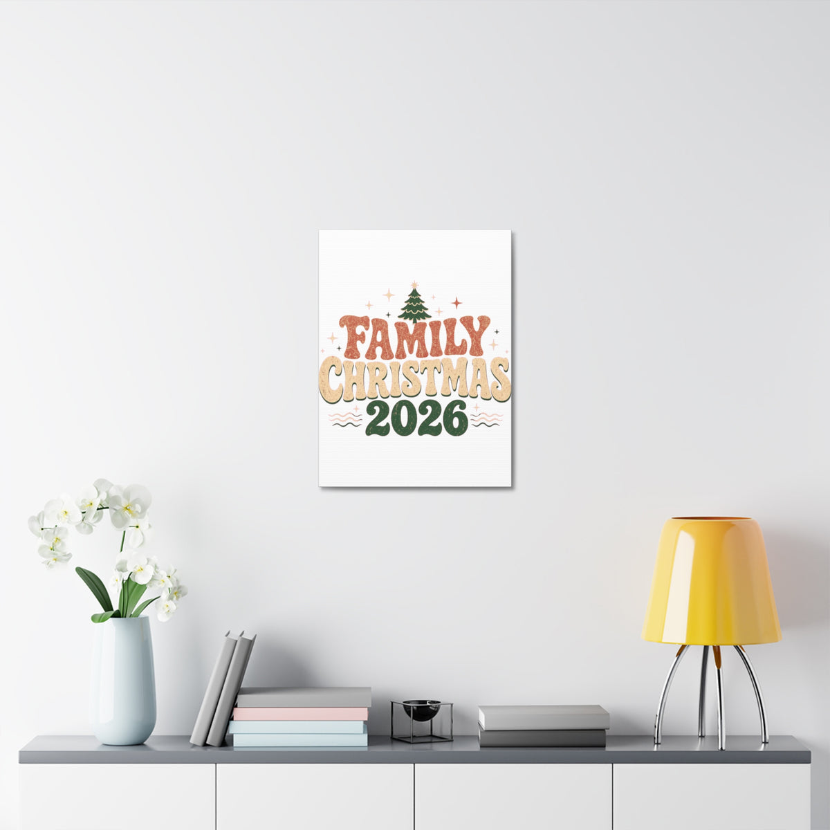 Retro Family Christmas 2026 Stretched Canvas