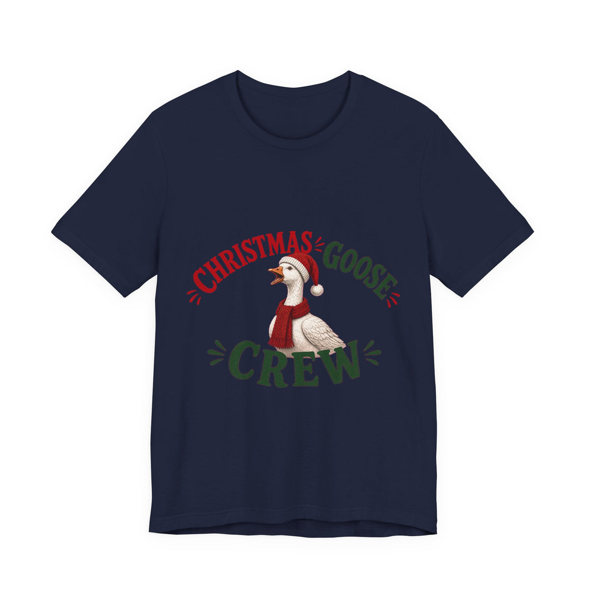 Christmas Goose Crew Premium Jersey Tee Holiday Graphic Shirt in Navy