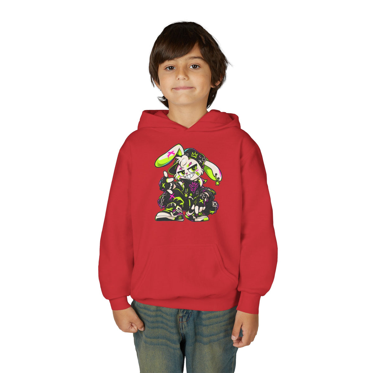Neon Punk Bunny Kids Hoodie
