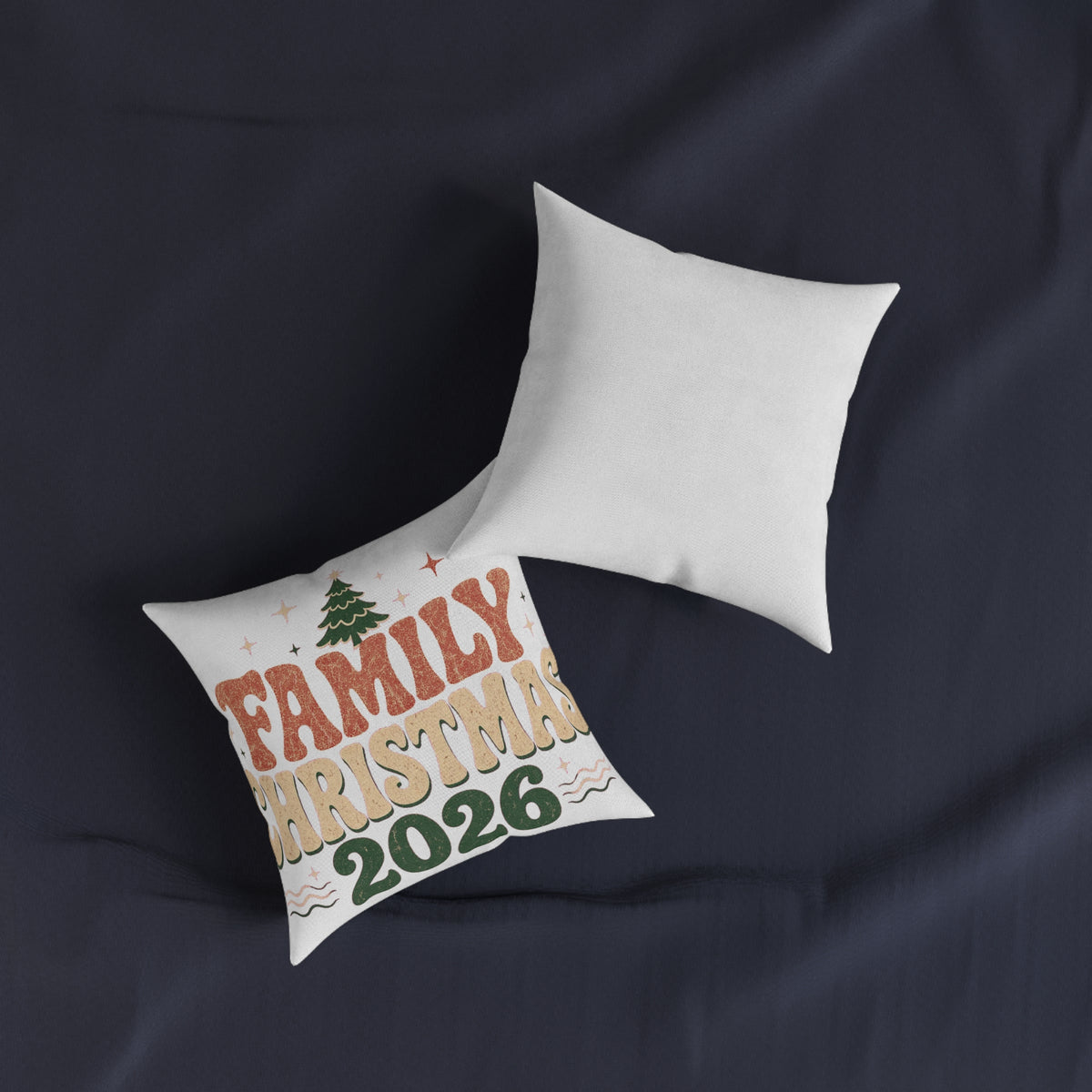 Retro Family Christmas 2026 Square Pillow