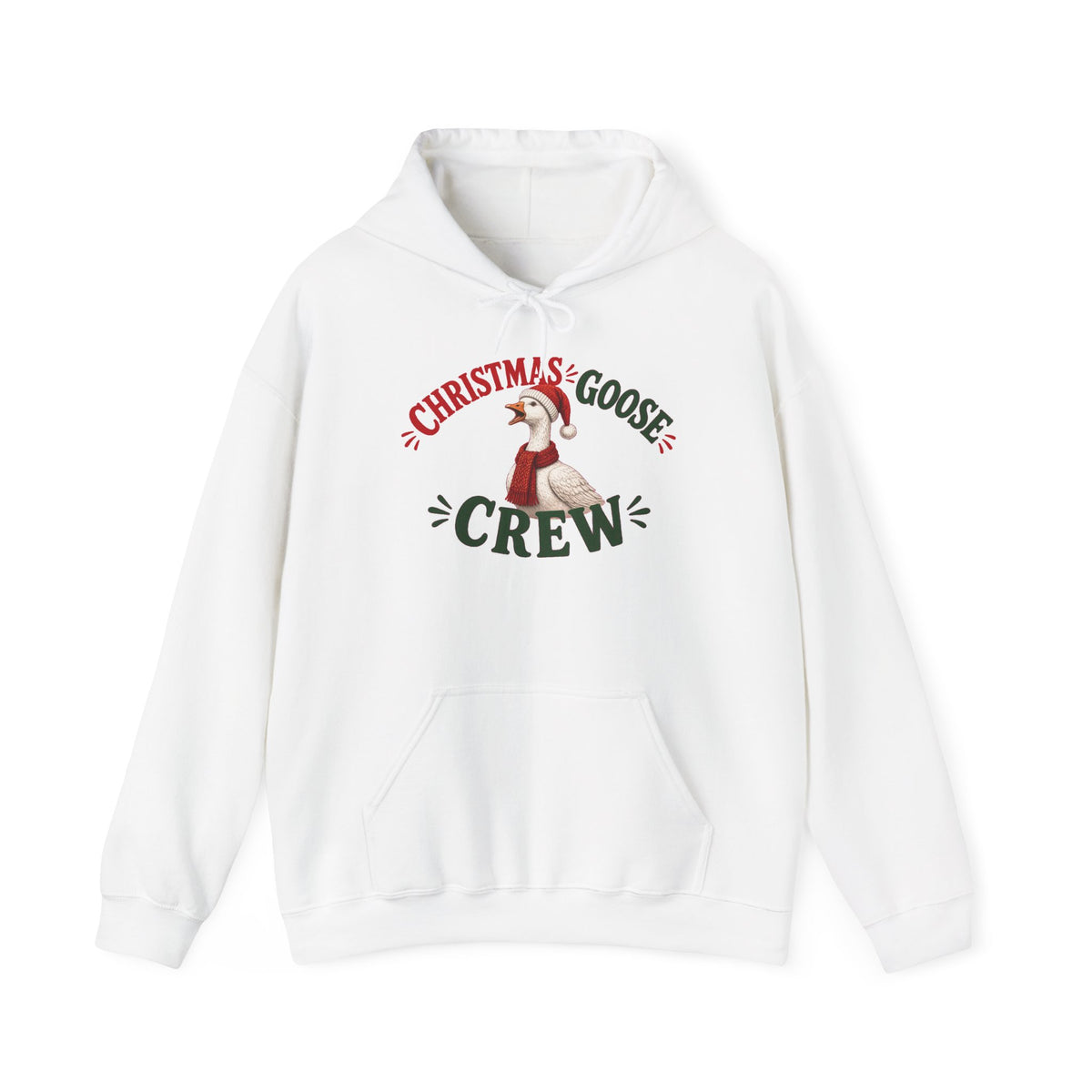 Christmas Goose Crew Hoodie Festive Goose Sweatshirt in White