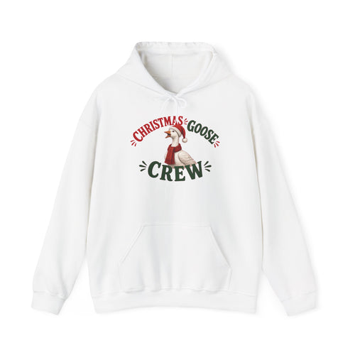 Christmas Goose Crew Hoodie Festive Goose Sweatshirt in White