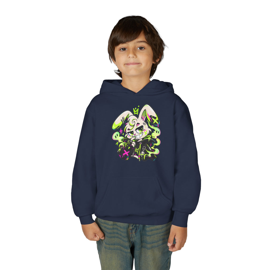 Neon Goth Bunny Kids Hoodie