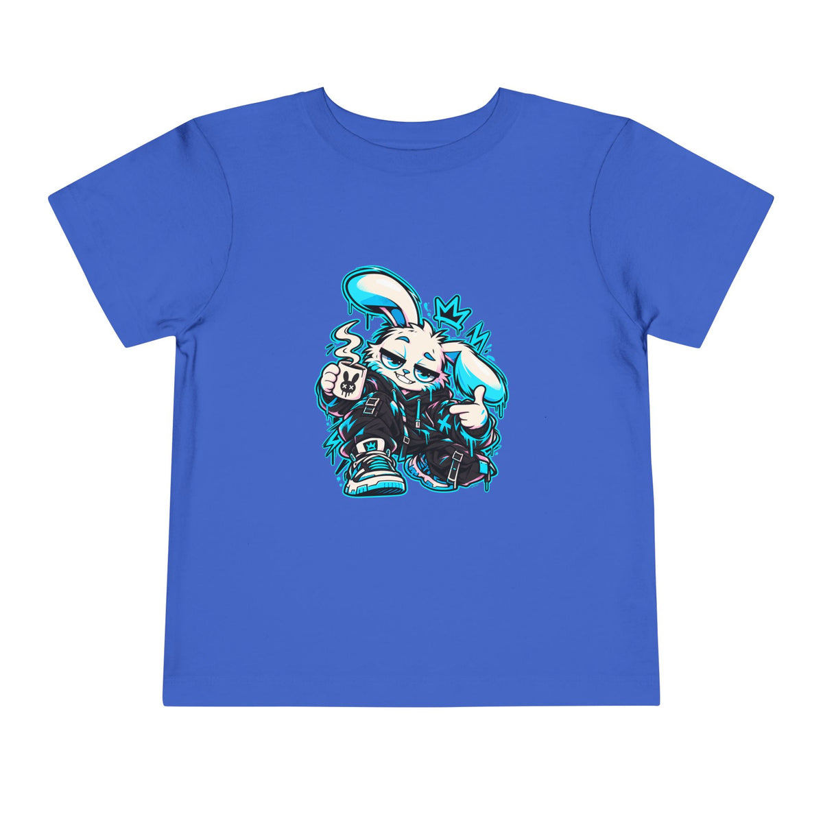 Graffiti Rabbit Coffee Toddler Tee in True Royal