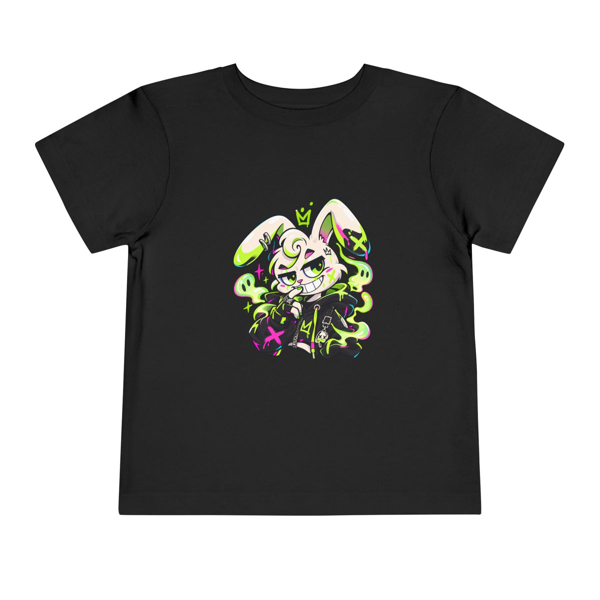 Neon Goth Bunny Toddler Tee in Black