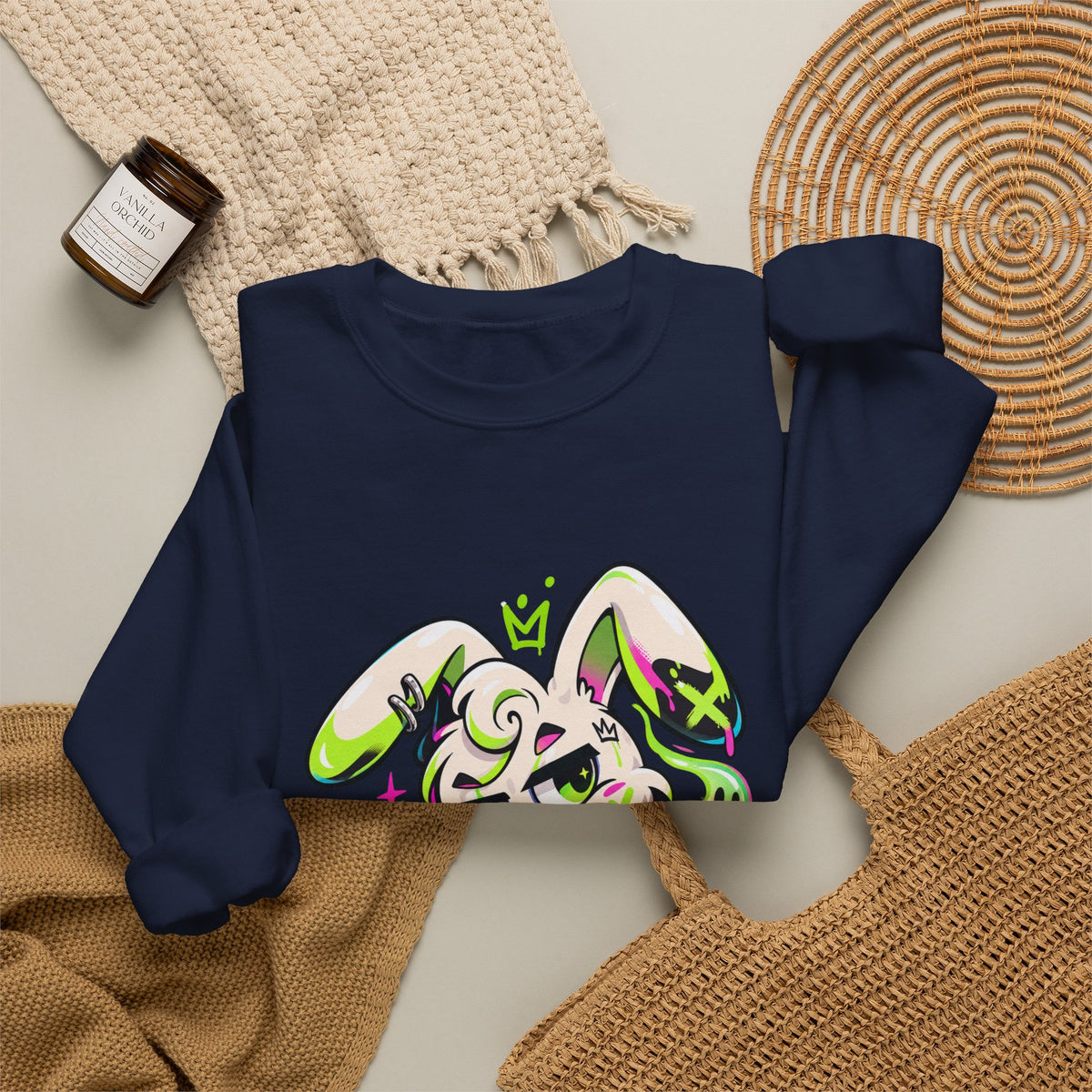 Neon Goth Bunny Crewneck Sweatshirt