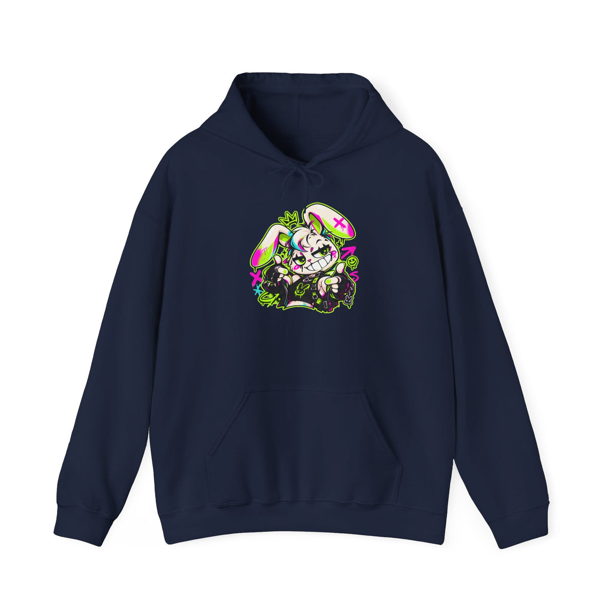 Punk Bunny Graffiti Hoodie in Navy