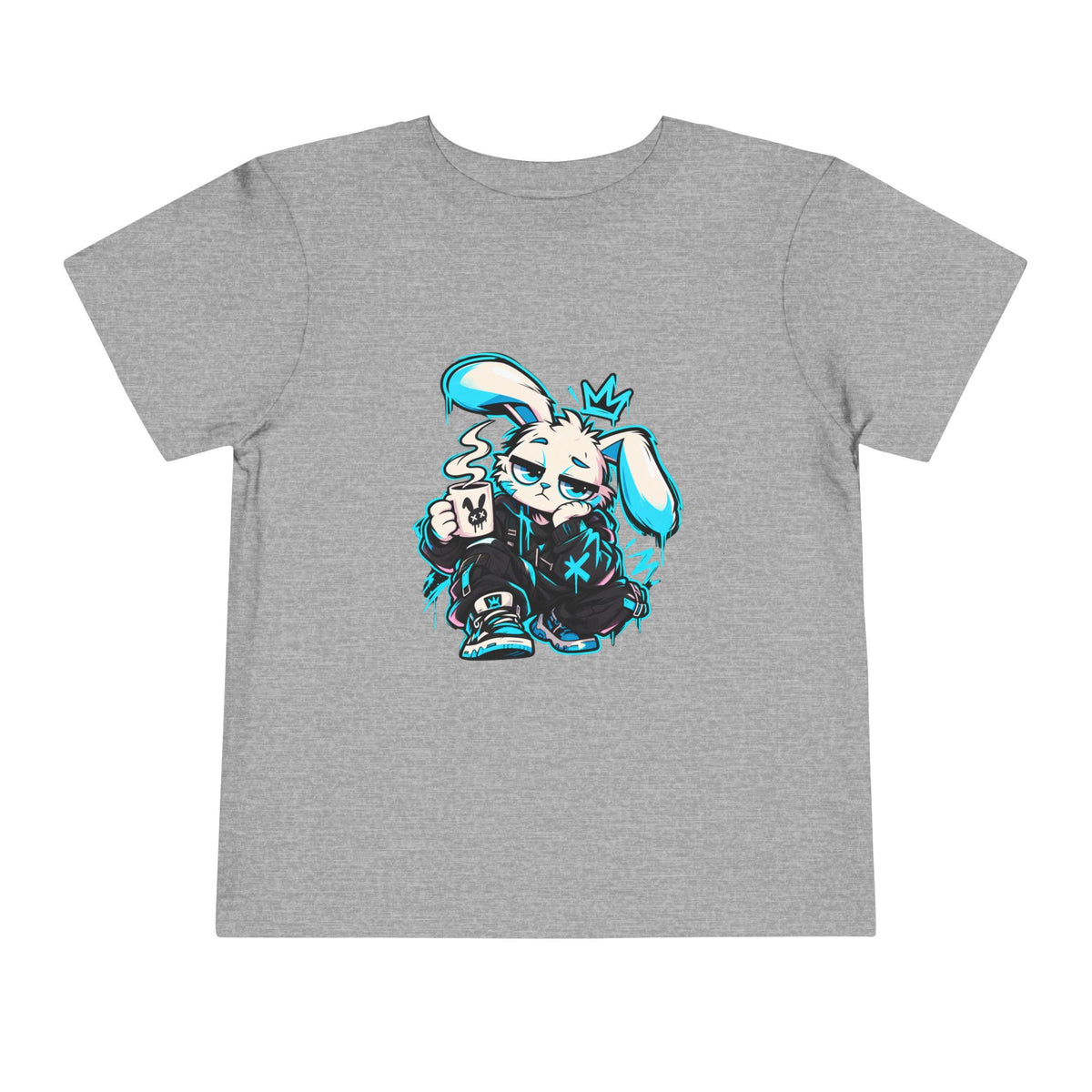 Graffiti Rabbit Coffee Toddler Tee in Athletic Heather