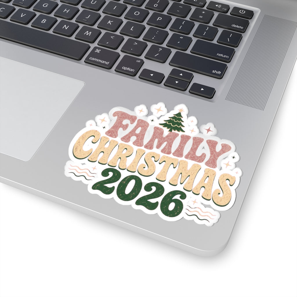Retro Family Christmas 2026 Kiss-Cut Sticker