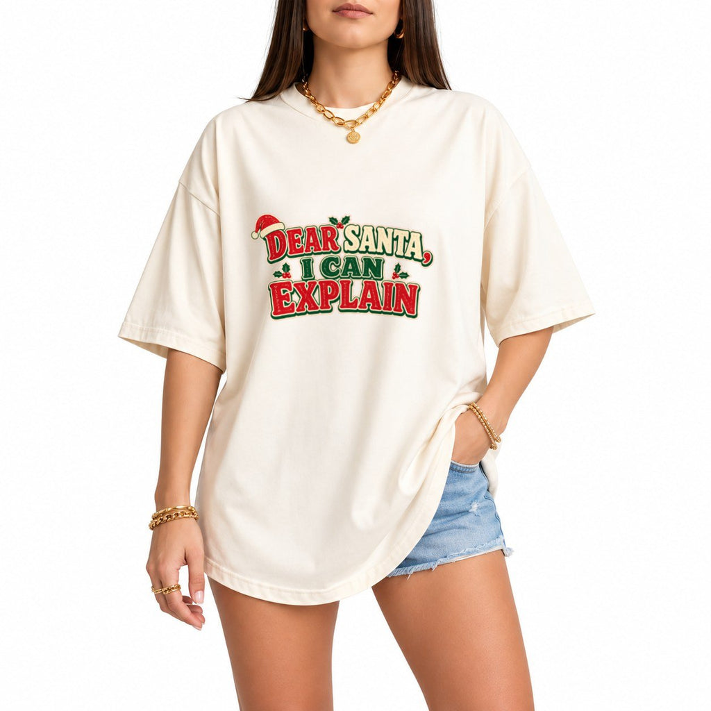 Dear Santa Quote oversized graphic tee, Ivory, photo 1