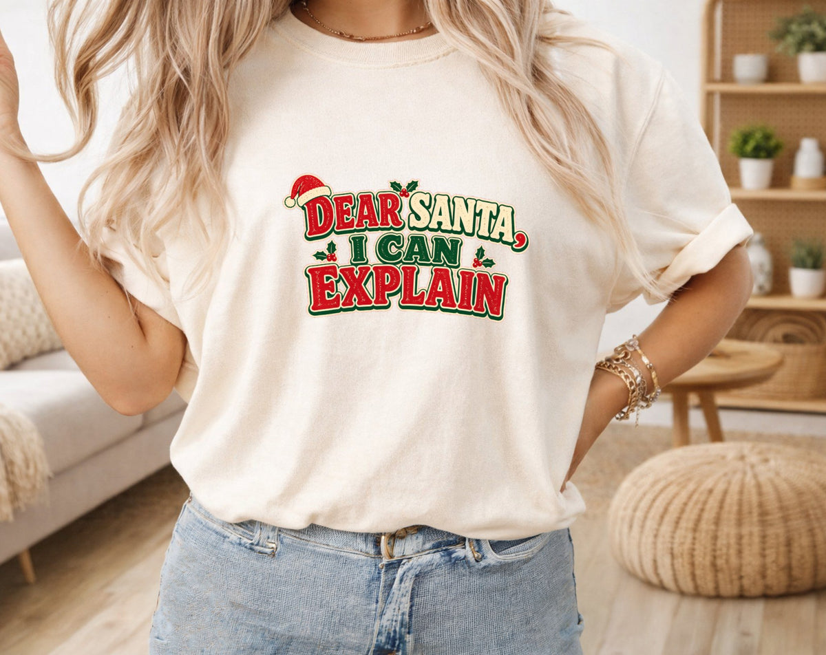 Dear Santa Quote oversized graphic tee, Ivory, photo 6