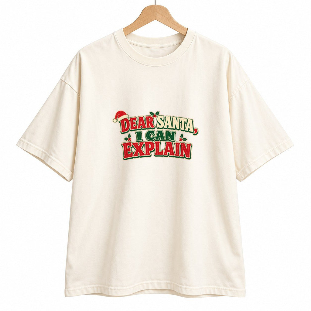 Dear Santa Quote oversized graphic tee, Ivory, photo 7