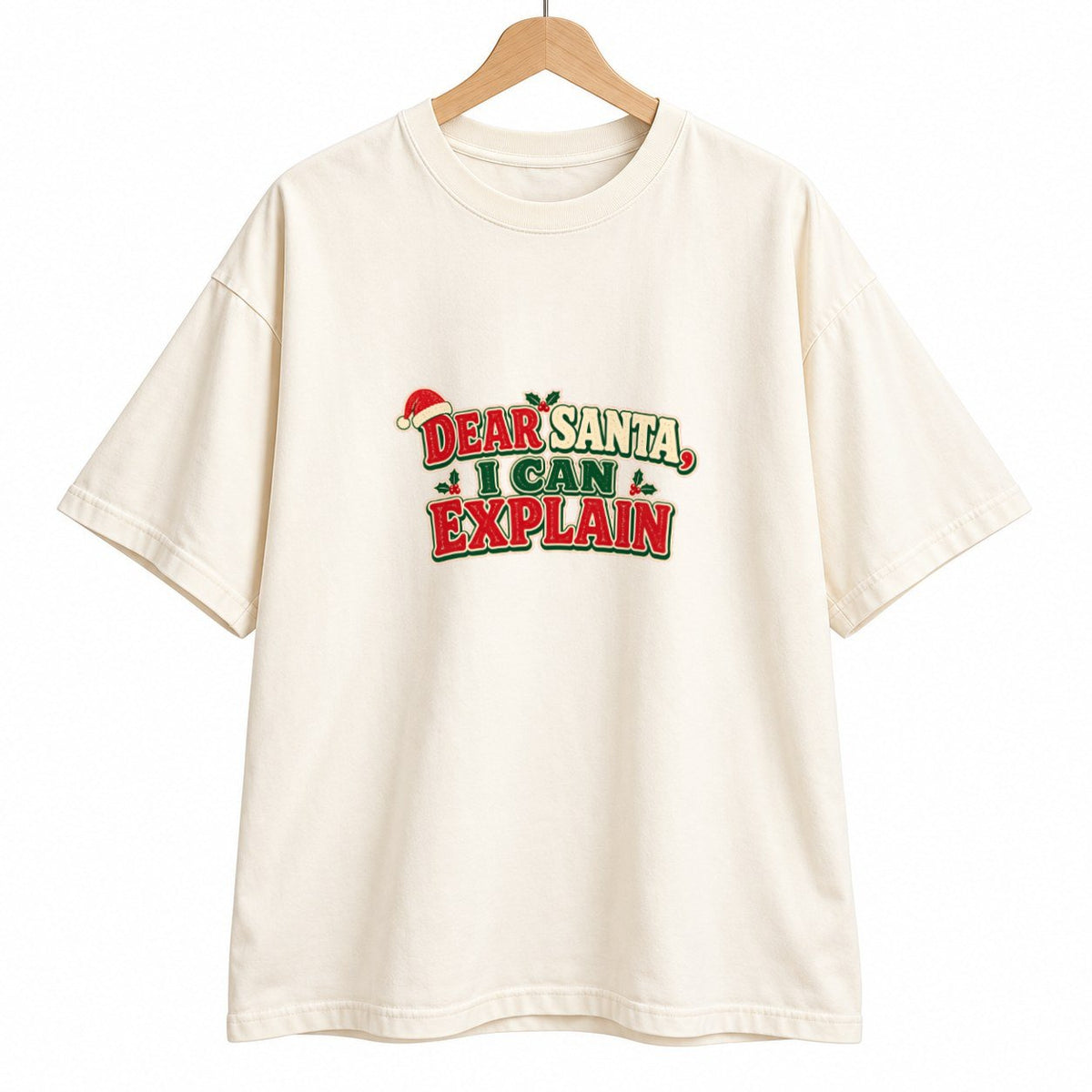 Dear Santa Quote oversized graphic tee, Ivory, photo 7