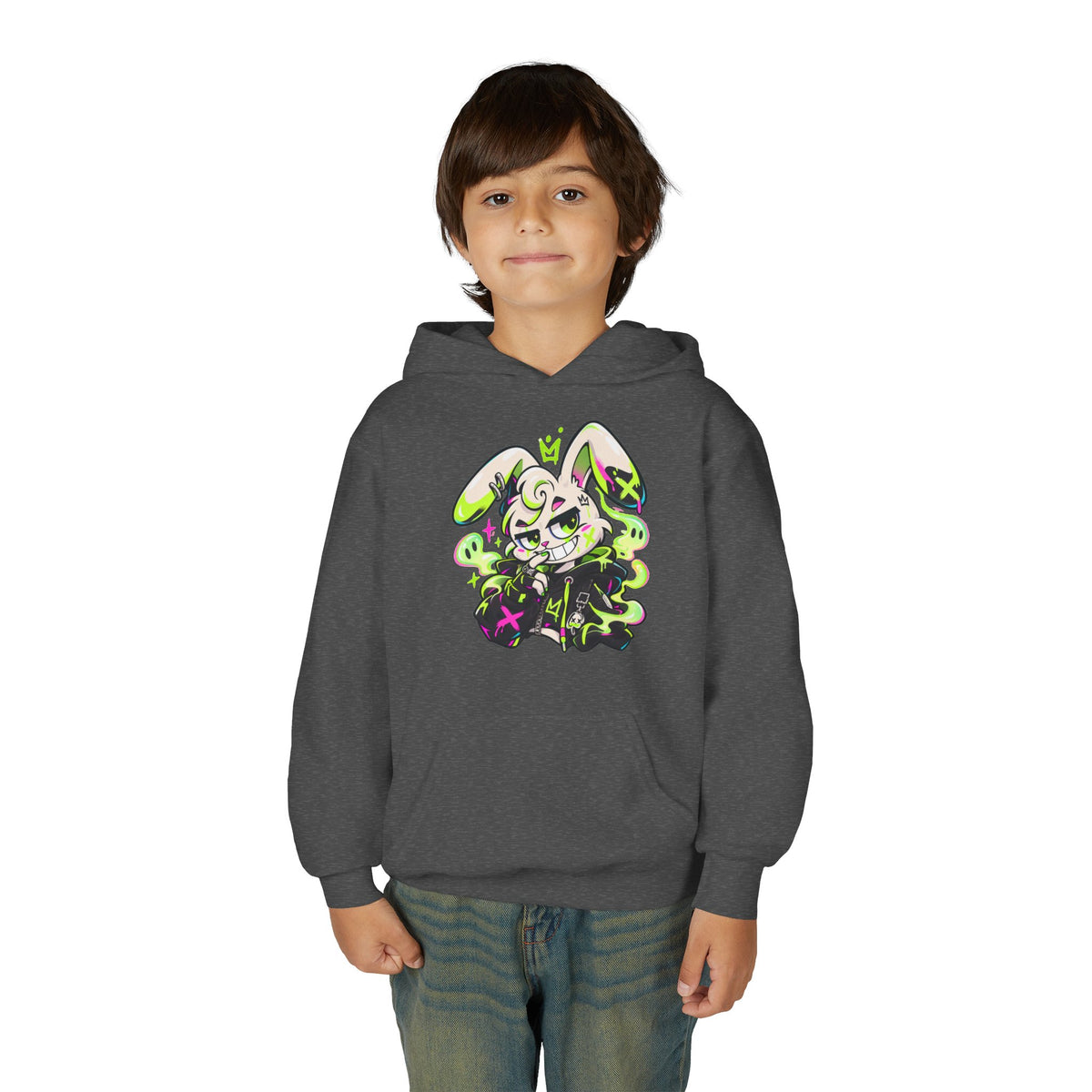 Neon Goth Bunny Kids Hoodie