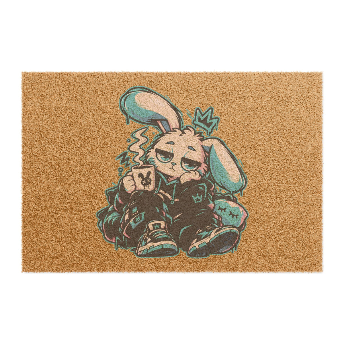 Sleepy Cyber Bunny Doormat