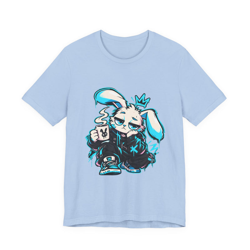 Graffiti Rabbit Coffee Premium Tee in Baby Blue