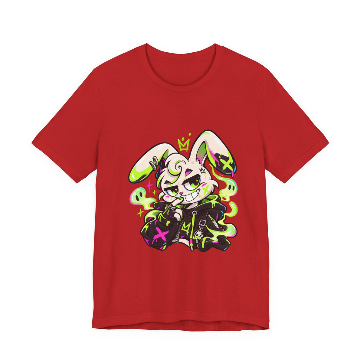 Neon Goth Bunny Premium Jersey Tee in Red
