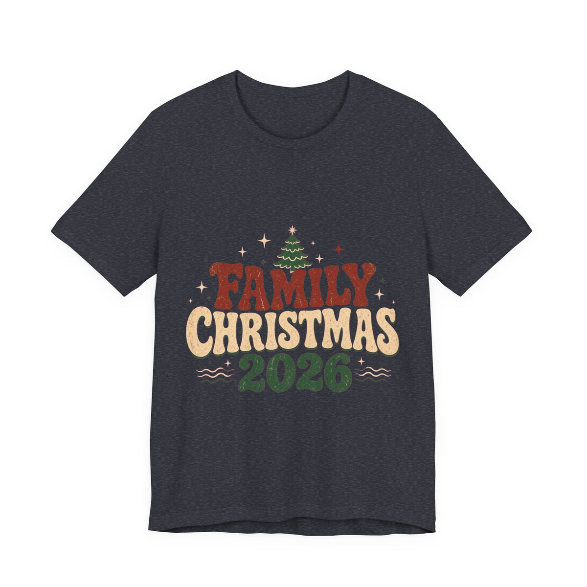 Retro Family Christmas 2026 Premium Jersey Tee in Heather Navy