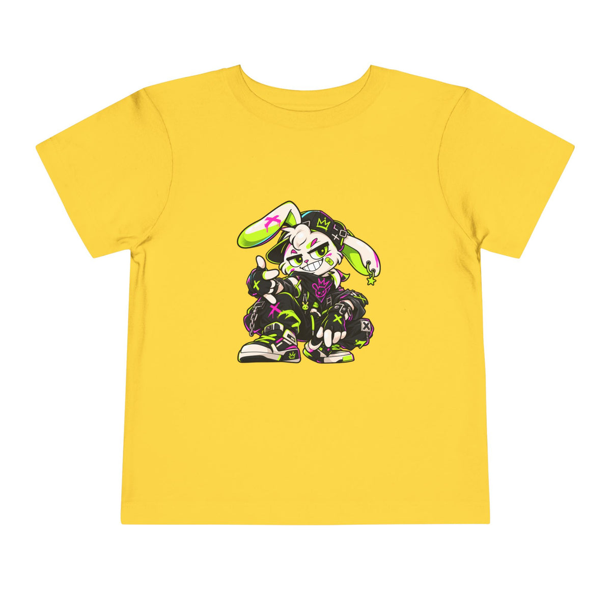 Neon Punk Bunny Toddler Tee in Yellow