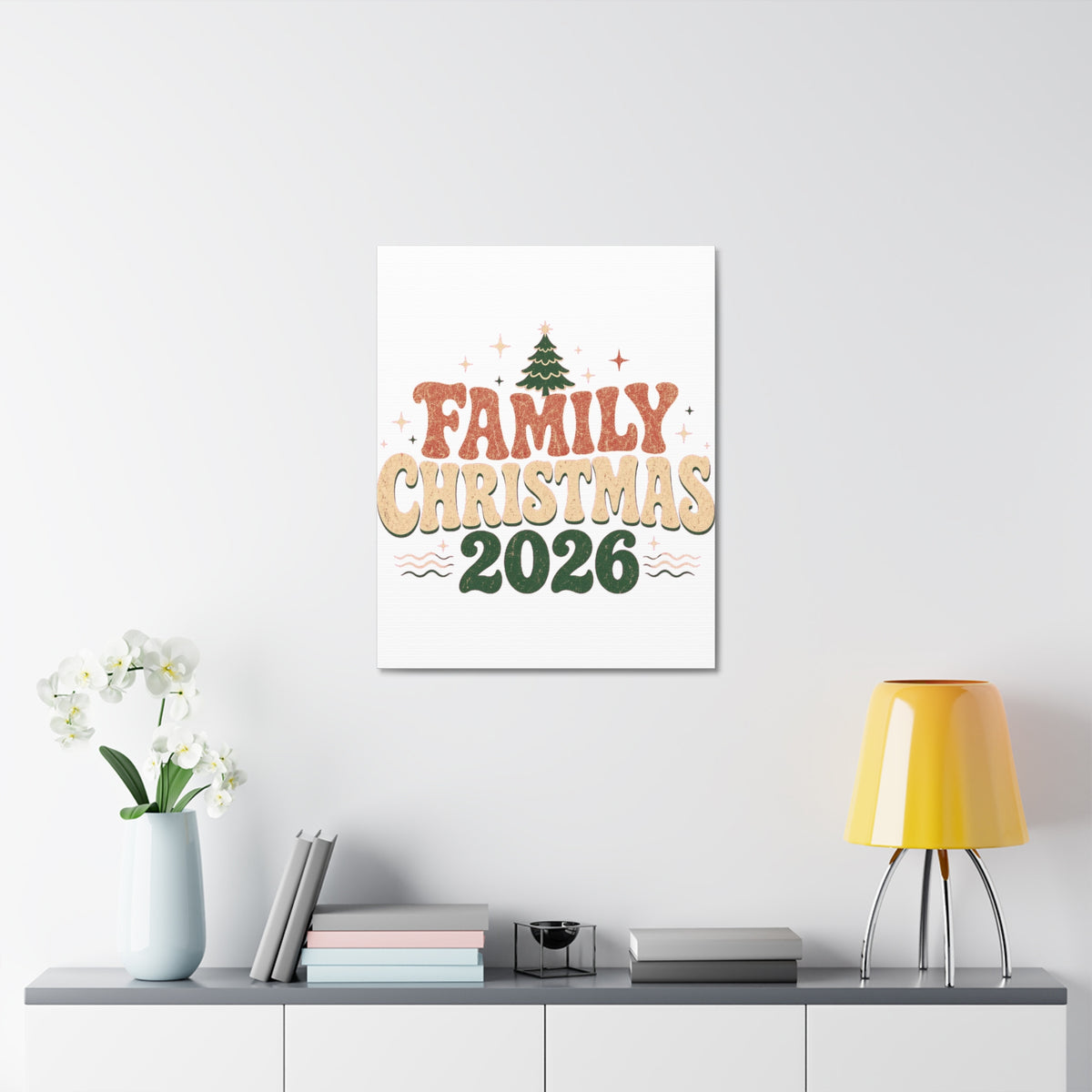 Retro Family Christmas 2026 Stretched Canvas
