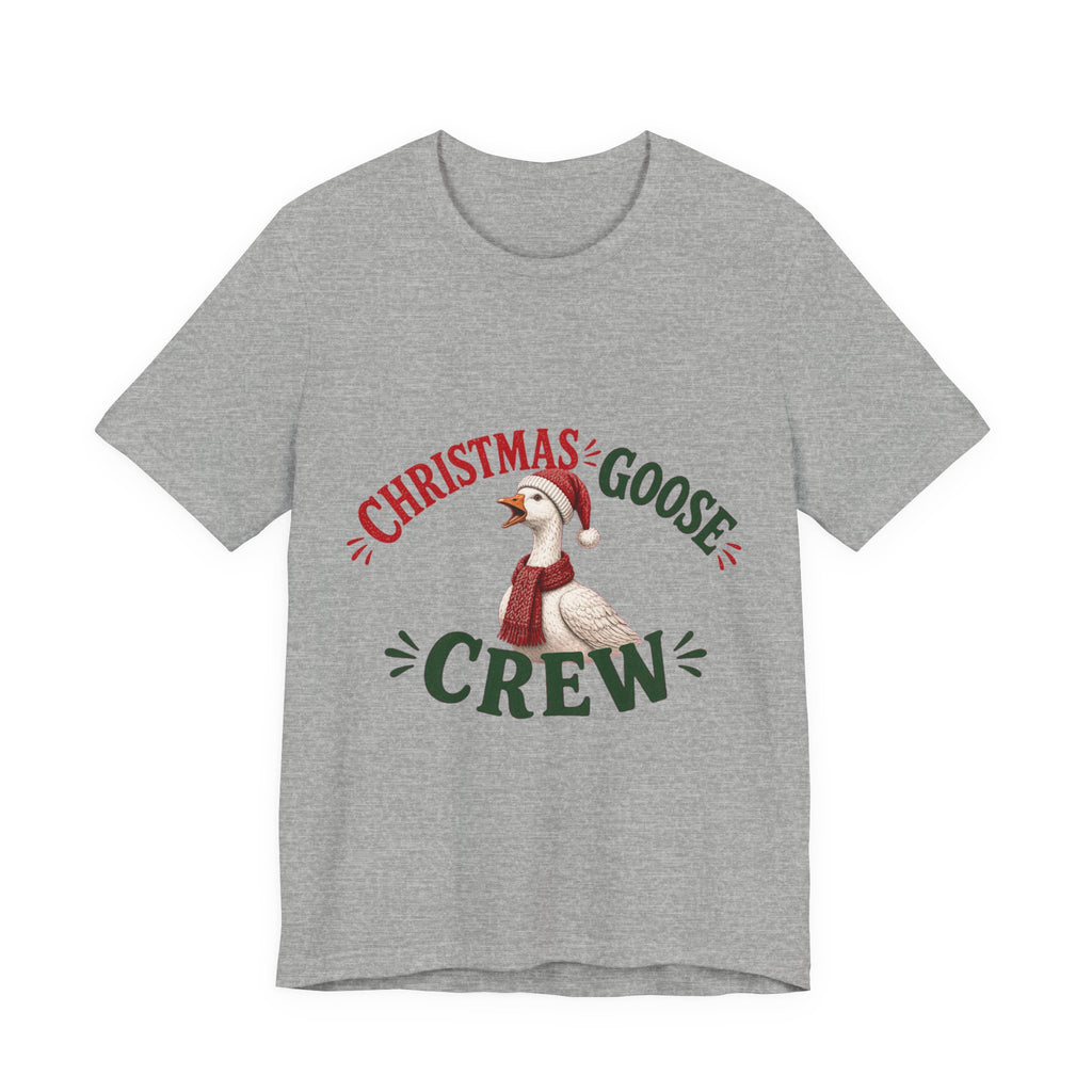 Christmas Goose Crew Premium Jersey Tee Holiday Graphic Shirt in Athletic Heather