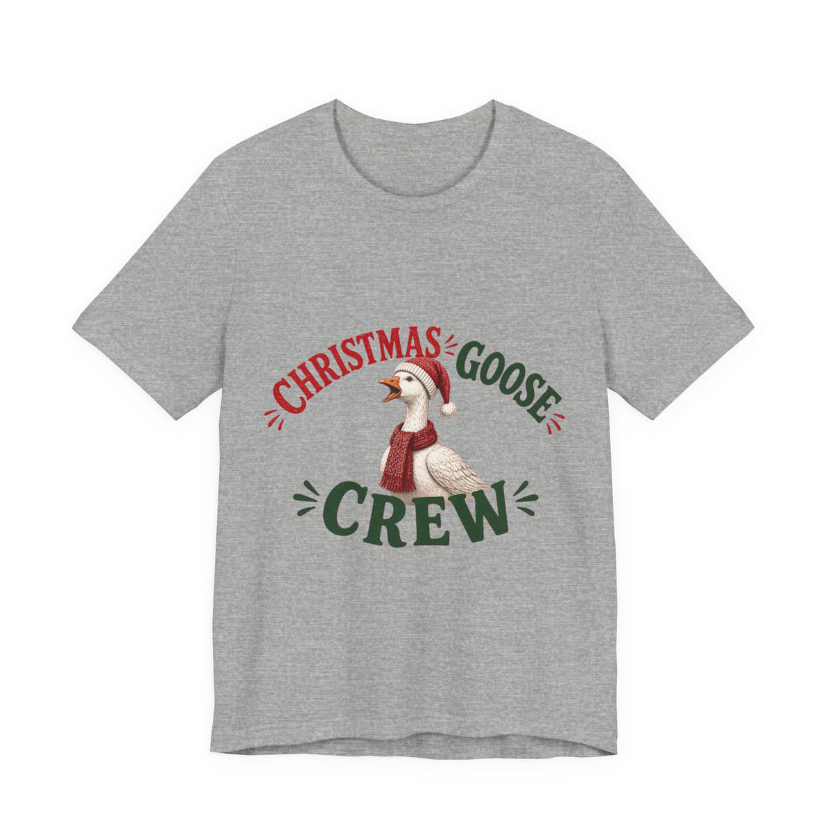 Christmas Goose Crew Premium Jersey Tee Holiday Graphic Shirt in Athletic Heather