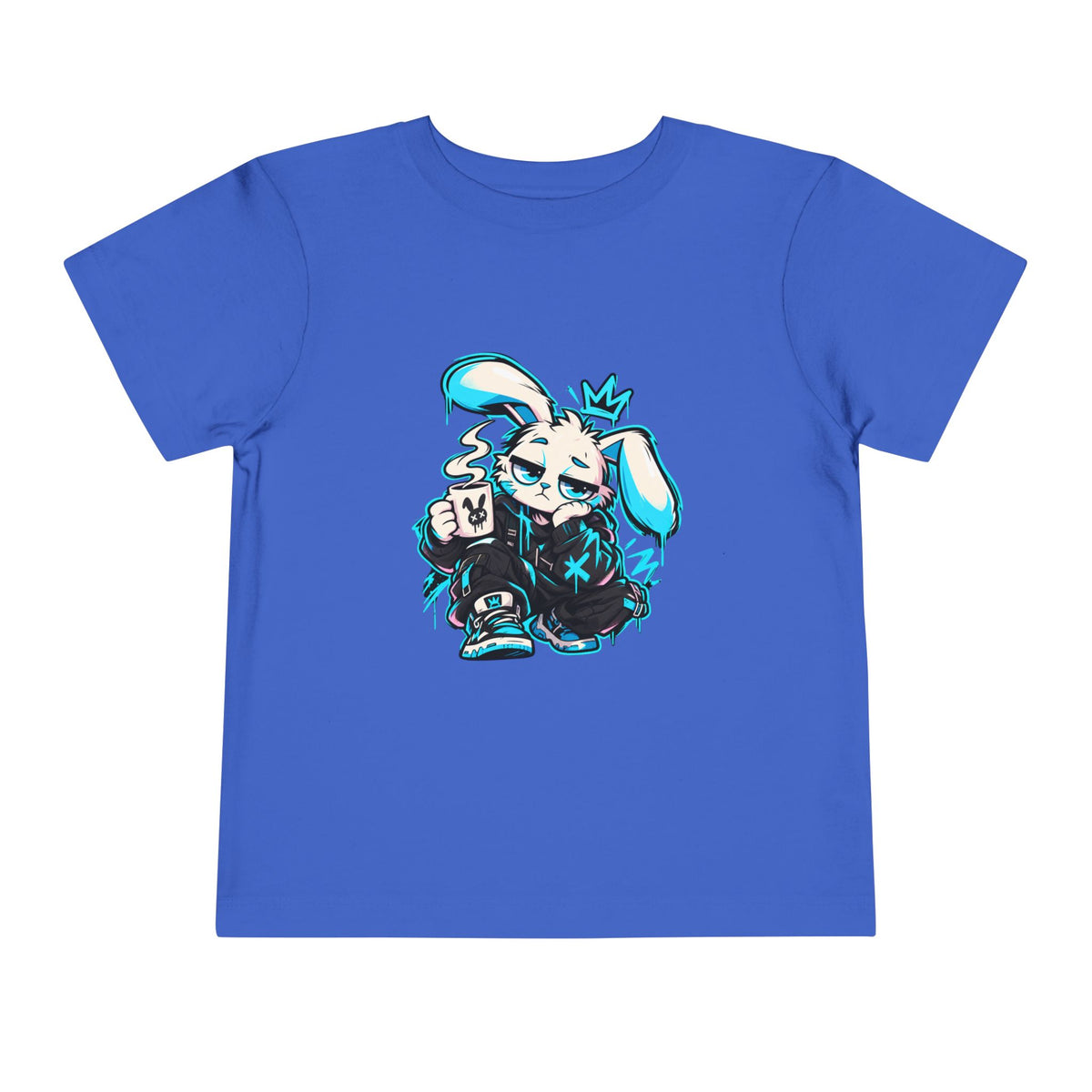 Graffiti Rabbit Coffee Toddler Tee in True Royal