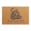 Christmas Raccoon Doormat with Cookie and Lights Design