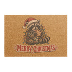 Christmas Raccoon Doormat with Cookie and Lights Design