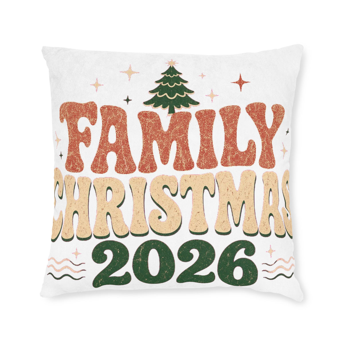 Retro Family Christmas 2026 Square Pillow